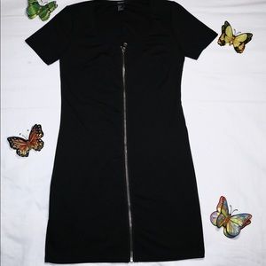 Black Zip Up Bodycon Dress
